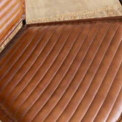 Made in Meubles Fauteuil en cuir marron et métal Jaya