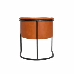 Made in Meubles Fauteuil en cuir marron et métal Sacha