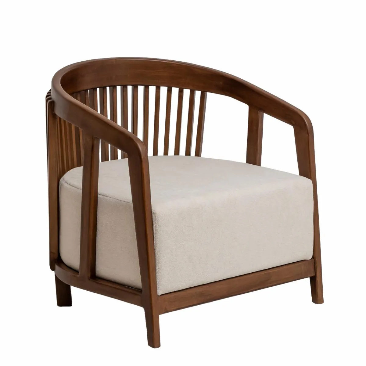 Made in Meubles Fauteuil en manguier et en velours Térence