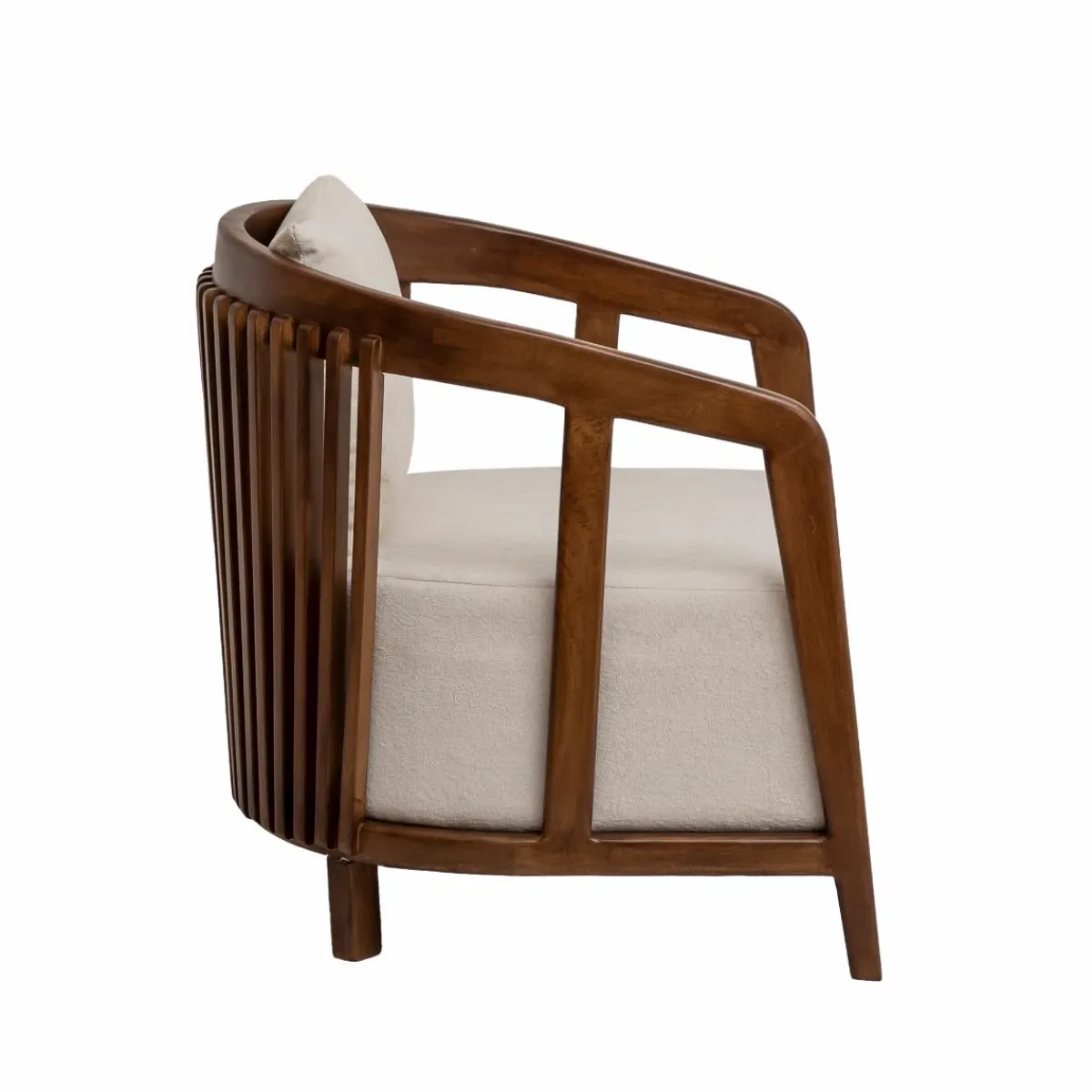 Made in Meubles Fauteuil en manguier et en velours Térence