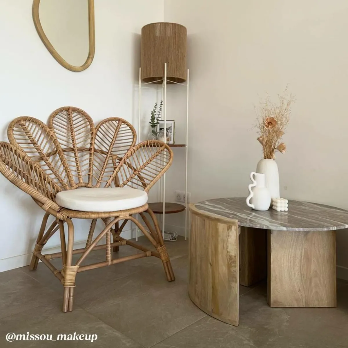 Made in Meubles Fauteuil en rotin fleur Rattan