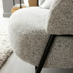 Made in Meubles Fauteuil en tissu bouclette gris Aaron