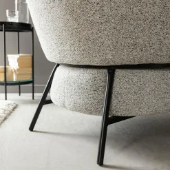 Made in Meubles Fauteuil en tissu bouclette gris Aaron