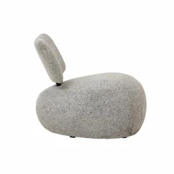 Made in Meubles Fauteuil en tissu bouclette avec dossier gris Teresia