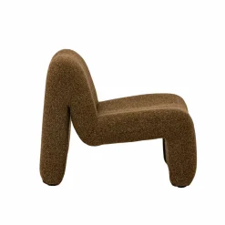 Made in Meubles Fauteuil en tissu bouclette marron Ludovic