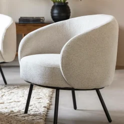 Made in Meubles Fauteuil en tissu bouclette confort Orenzo