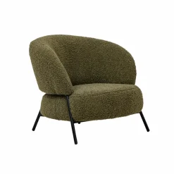 Made in Meubles Fauteuil en tissu bouclette Aaron