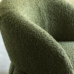 Made in Meubles Fauteuil en tissu bouclette Aaron