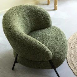 Made in Meubles Fauteuil en tissu bouclette Aaron