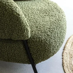 Made in Meubles Fauteuil en tissu bouclette Aaron