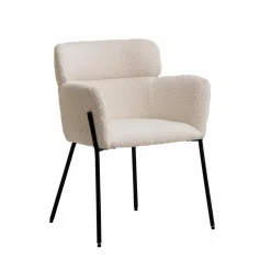 Made in Meubles Fauteuil en tissu bouclette blanc Valentin (lot de 2)
