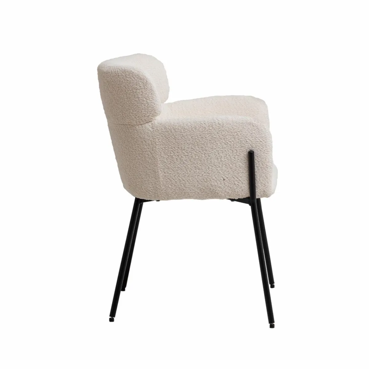 Made in Meubles Fauteuil en tissu bouclette blanc Valentin (lot de 2)