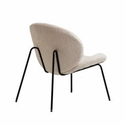 Made in Meubles Fauteuil en tissu bouclette blanc Dorian