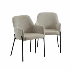 Made in Meubles Fauteuil en tissu écru Aëlys (lot de 2)