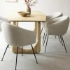 Made in Meubles Fauteuil en tissu écru et pieds en métal Sandy