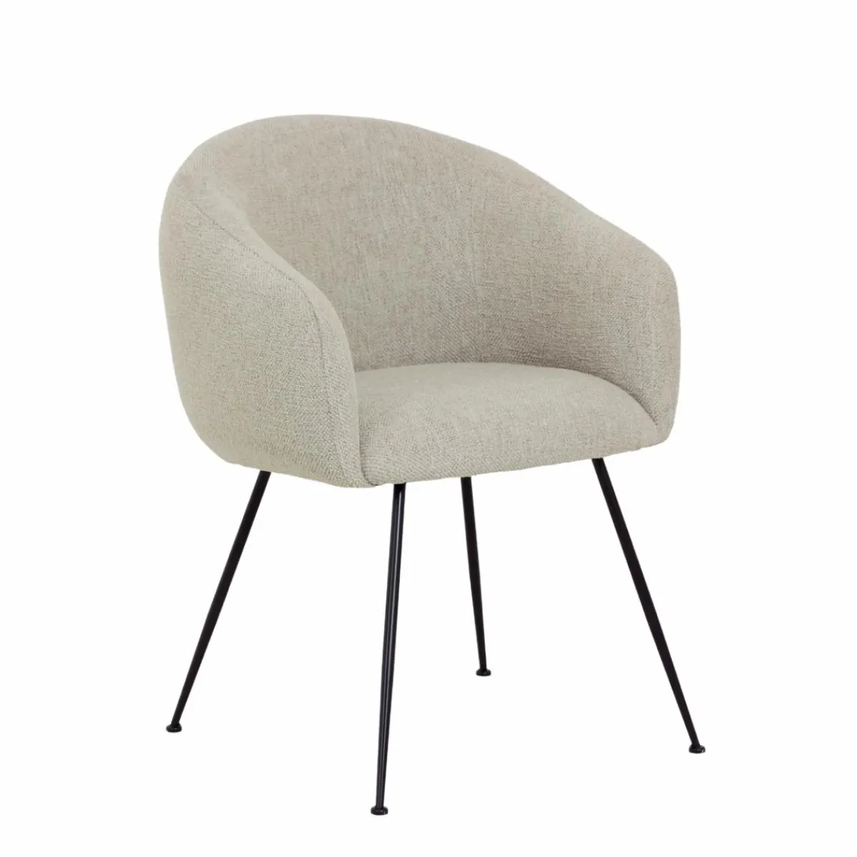 Made in Meubles Fauteuil en tissu écru et pieds en métal Sandy