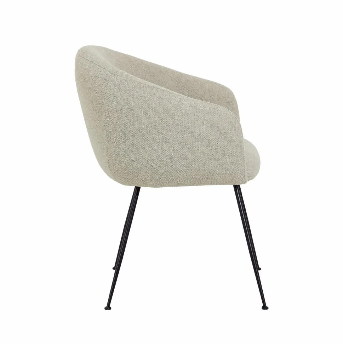 Made in Meubles Fauteuil en tissu écru et pieds en métal Sandy