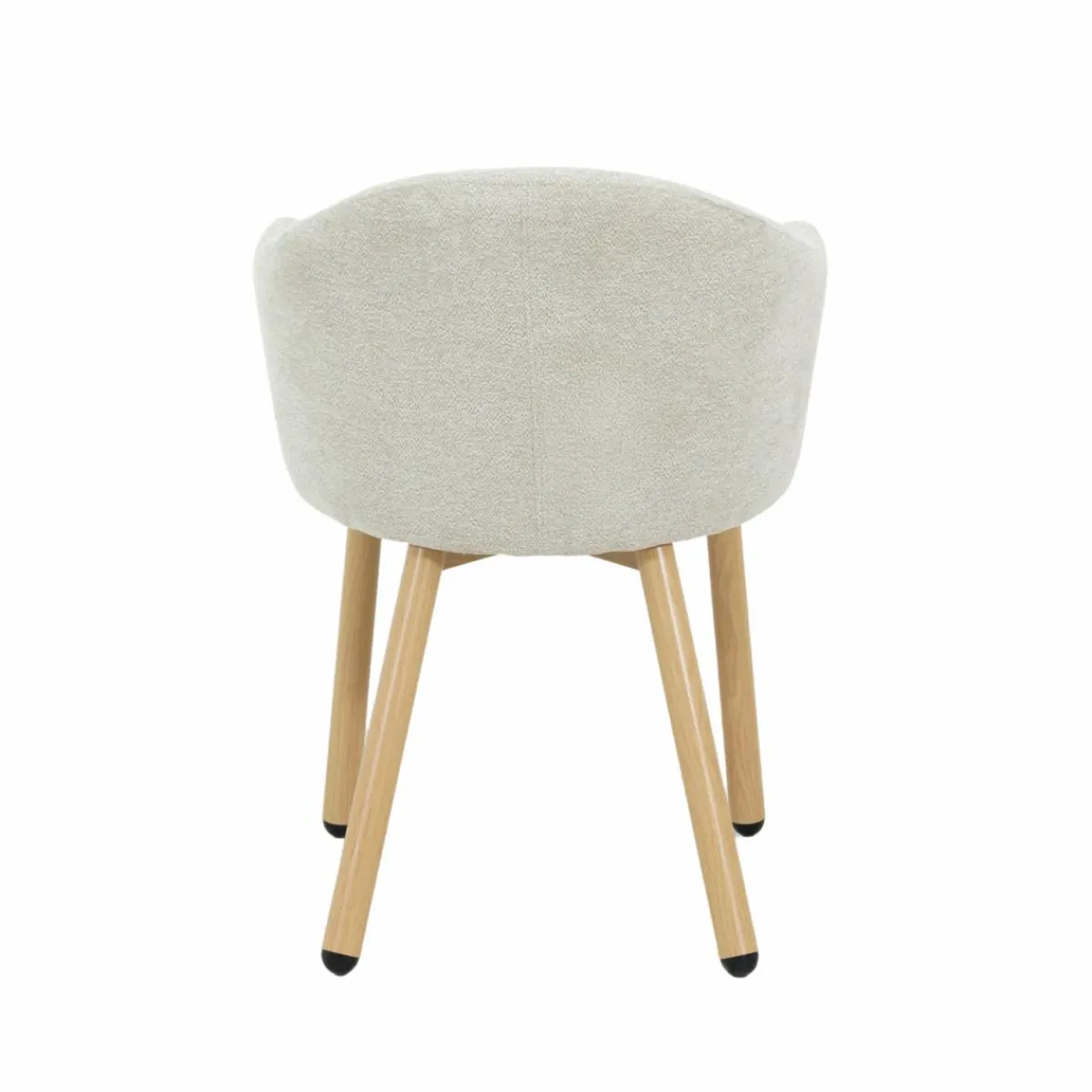 Made in Meubles Fauteuil en tissu écru et pieds en métal effet bois Mayi