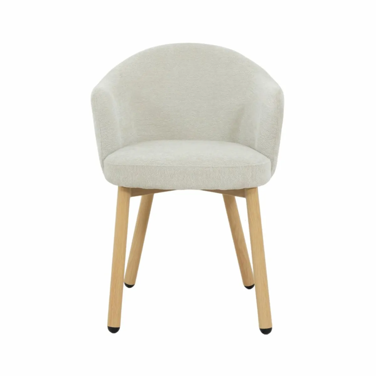 Made in Meubles Fauteuil en tissu écru et pieds en métal effet bois Mayi