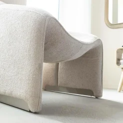 Made in Meubles Fauteuil en tissu écru Théa