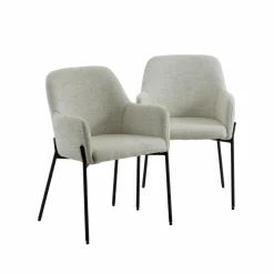 Made in Meubles Fauteuil en tissu sable Aëlys (lot de 2)