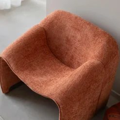 Made in Meubles Fauteuil en tissu terracotta Théa