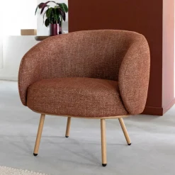 Made in Meubles Fauteuil en tissu terracotta confort Orenzo