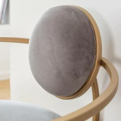 Made in Meubles Fauteuil en velours et métal doré Albin