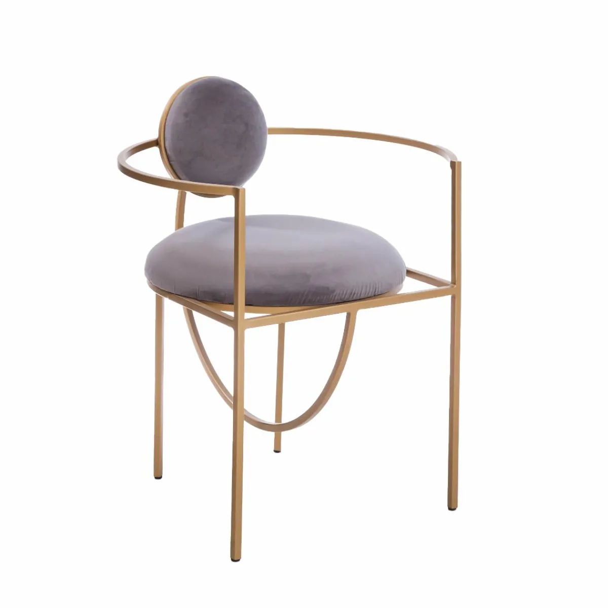 Made in Meubles Fauteuil en velours et métal doré Albin