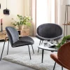 Made in Meubles Fauteuil en velours gris Dorian