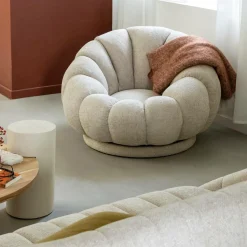Made in Meubles Fauteuil nuage en tissu écru Héléna