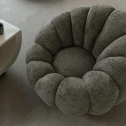 Made in Meubles Fauteuil nuage en tissu vert gris Héléna