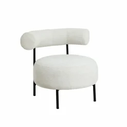 Made in Meubles Fauteuil rond en tissu bouclette écru clair Maya