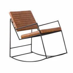 Made in Meubles Fauteuil vintage en cuir marron Porto