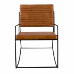 Made in Meubles Fauteuil vintage en cuir marron Porto