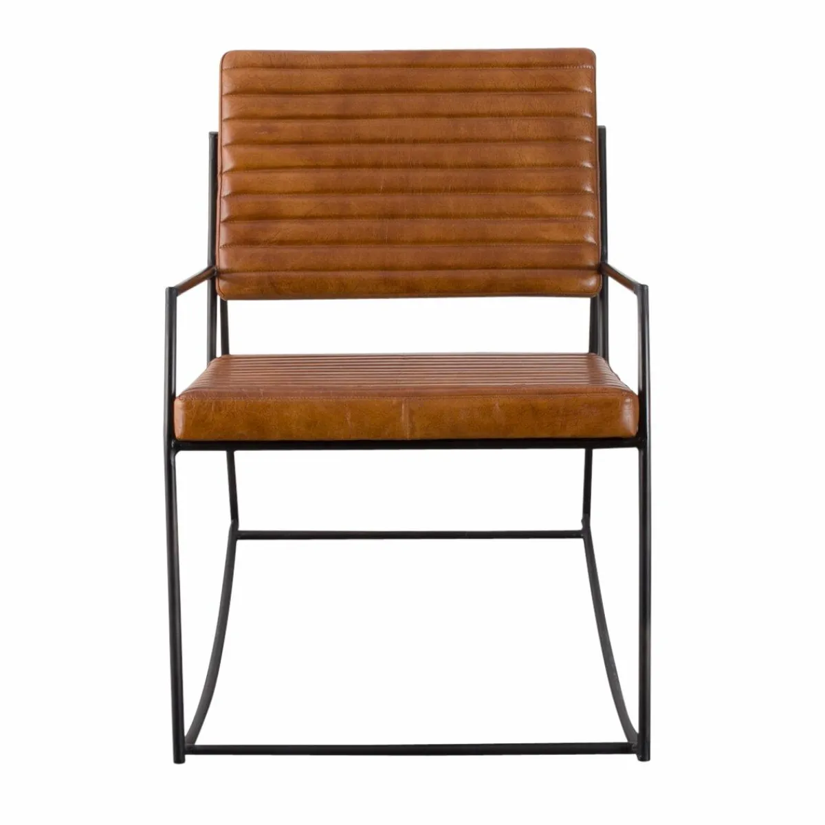 Made in Meubles Fauteuil vintage en cuir marron Porto