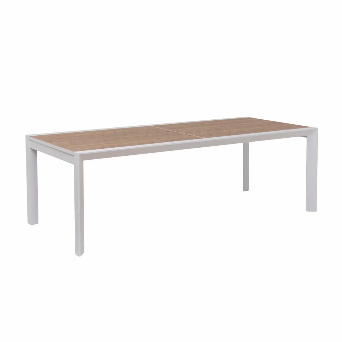 Made in Meubles Grande table de jardin en aluminium blanc et effet bois Ayden