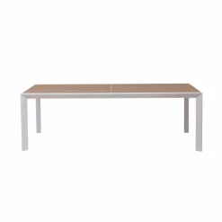 Made in Meubles Grande table de jardin en aluminium blanc et effet bois Ayden