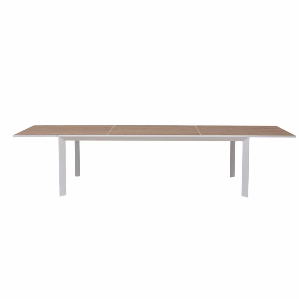 Made in Meubles Grande table de jardin en aluminium blanc et effet bois Ayden