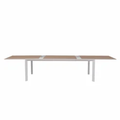 Made in Meubles Grande table de jardin en aluminium blanc et effet bois Ayden