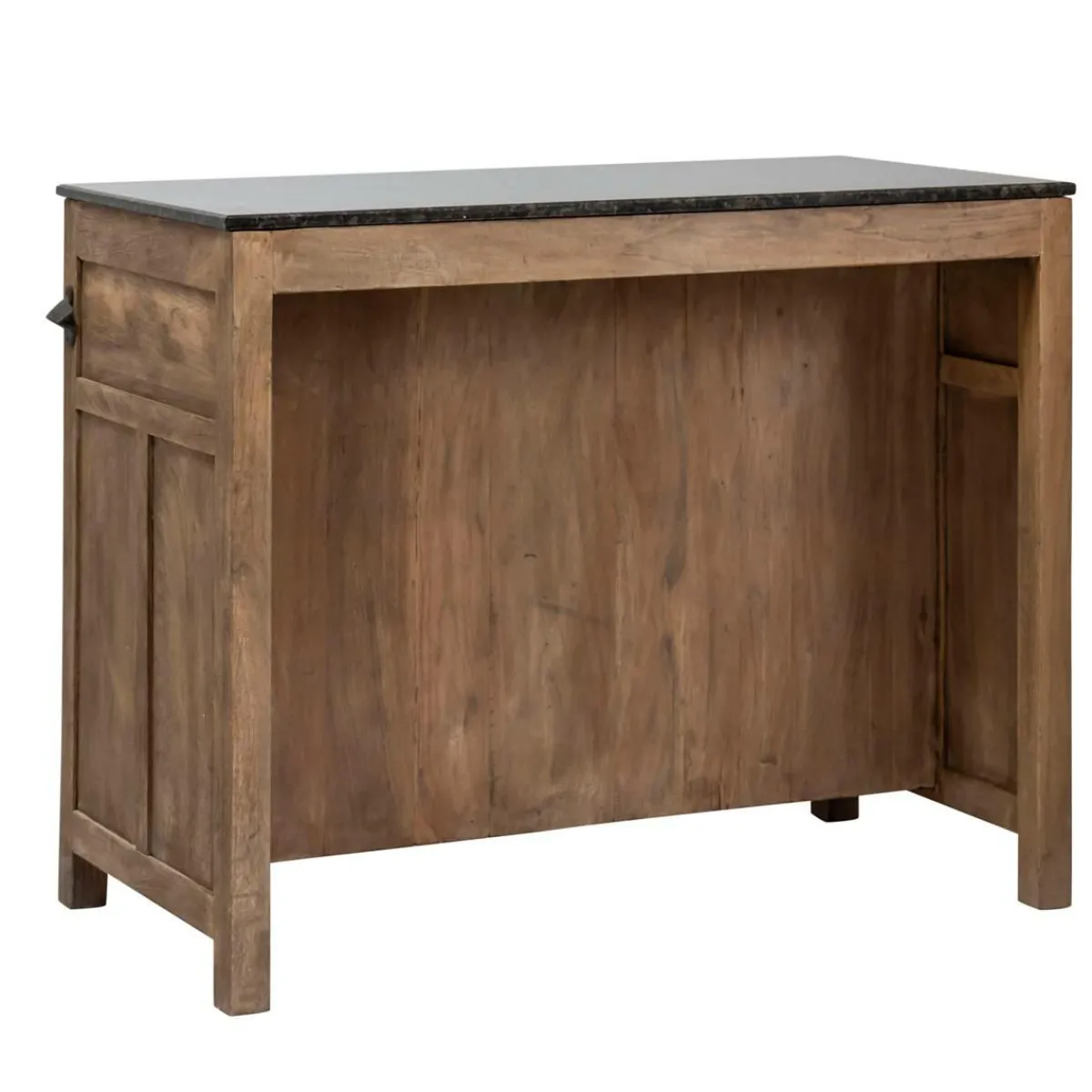 Made in Meubles Ilot central en bois de manguier et plateau en marbre Paul