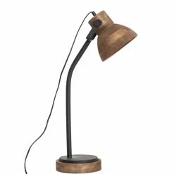 Made in Meubles Lampe à poser en bois de manguier et métal Loulou