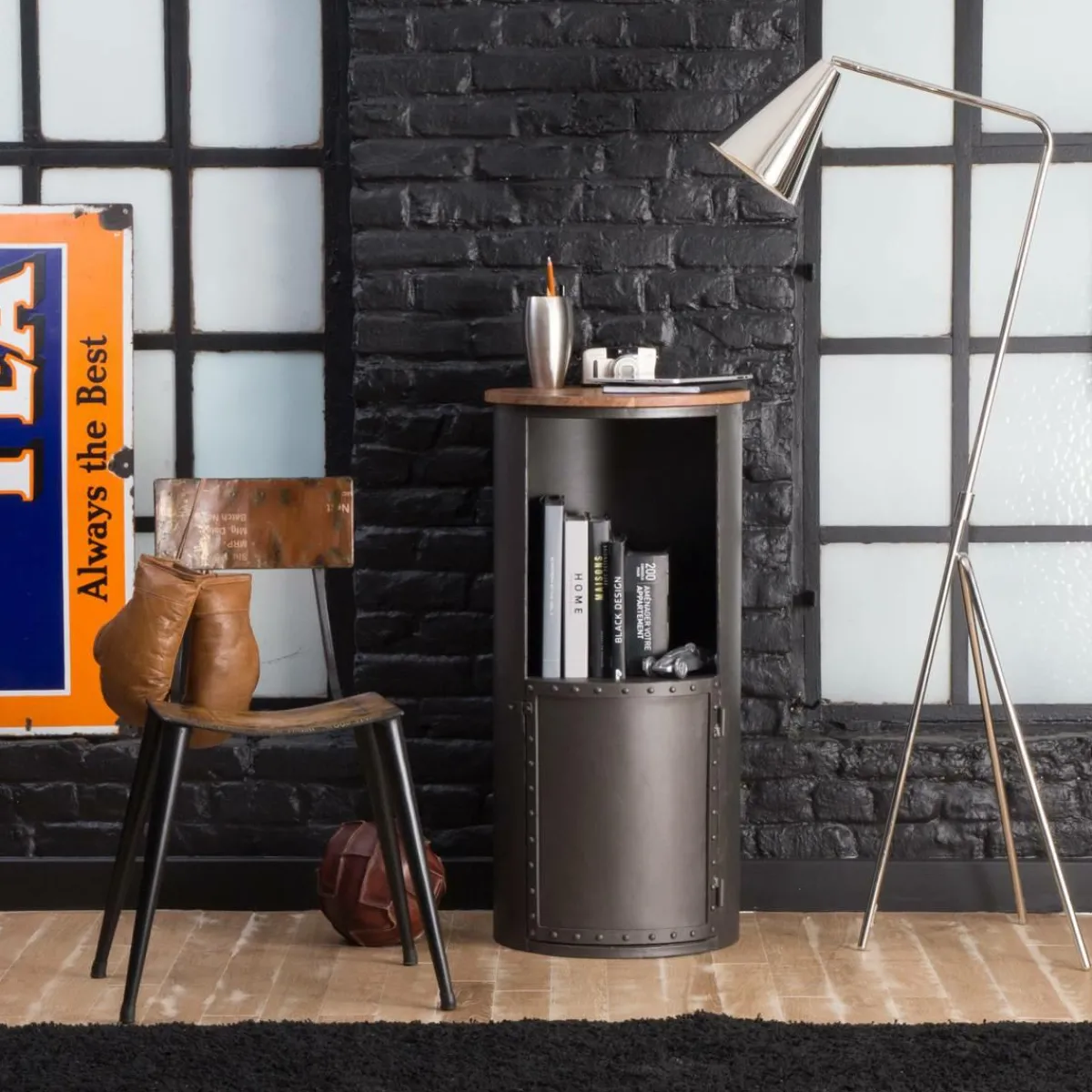 Made in Meubles Lampe sur pied design métal gris Aude