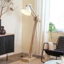 Made in Meubles Lampe sur pied en bois de manguier et métal Martha