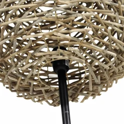Made in Meubles Lampe sur pied en métal et osier Erika