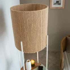 Made in Meubles Lampe sur pied en métal et jute Estelle