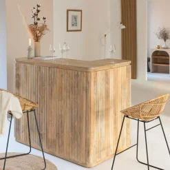 Made in Meubles Meuble bar en angle bois de manguier Lou