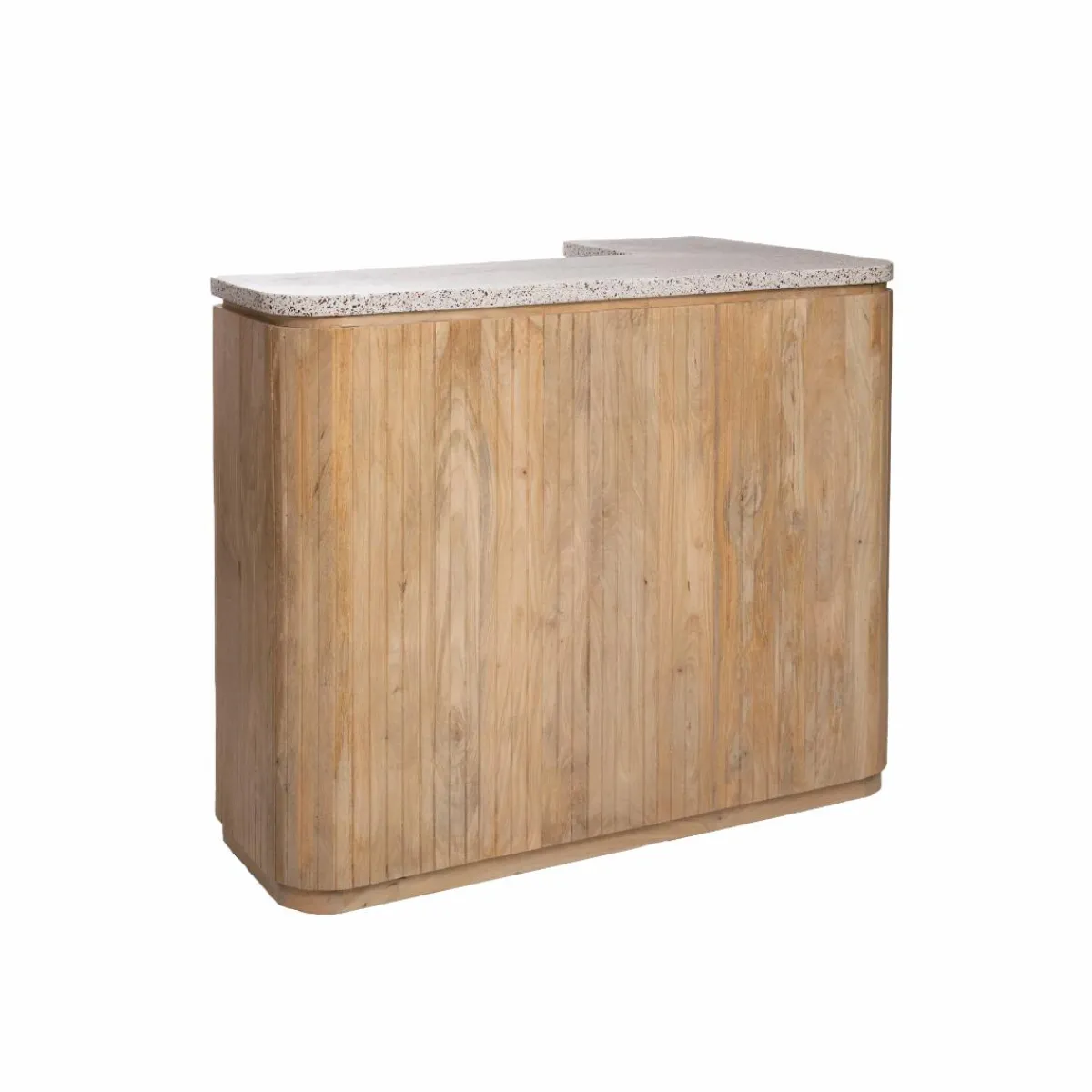 Made in Meubles Meuble bar en angle bois de manguier et terrazzo Lou