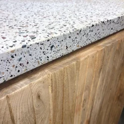 Made in Meubles Meuble bar en angle bois de manguier et terrazzo Lou