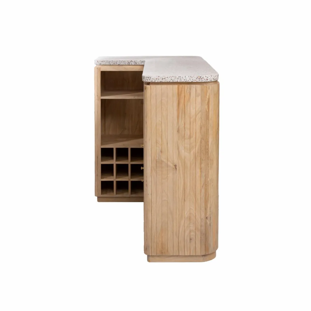 Made in Meubles Meuble bar en angle bois de manguier et terrazzo Lou